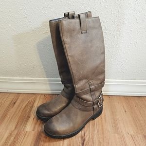 BOC | Tall Lug Sole Buckle Riding Boot Mushroom Taupe Genuine Leather Size 6.5